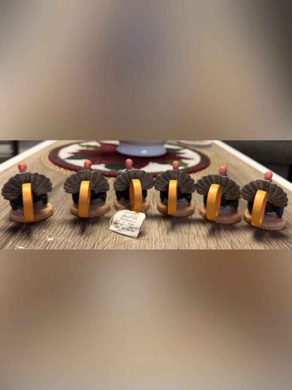 Vintage Turkey Napkin Rings Set 6 Dayton's MarshallField's Hudson's Thanksgiving